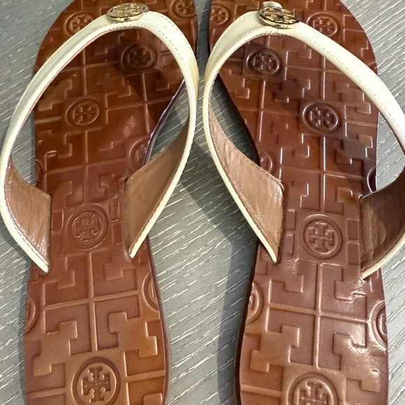 Tory Burch Cream and Brown Sandals - Picture 3 of 5